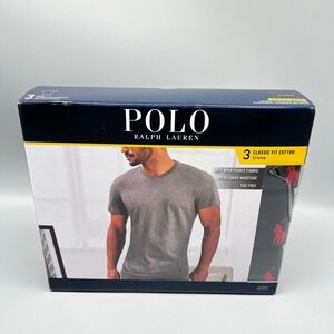 Polo Ralph Lauren Classic Fit 100% Cotton CREW T-Shirt Mens XL  3 Pack Black New
